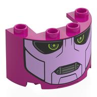 Cylinder Half 2 x 4 x 2 with 1 x 2 Cutout with Lavender Sentinel Face, Lime Eyes Print (Magenta)