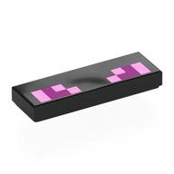 Tile 1 x 3 with Pixelated Magenta, Bright Pink Print (Black)