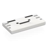 Tile 2 x 4 with Pixelated Ghast Face Print (White)