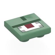 Tile Special 2 x 2 Inverted with Pixelated Dark Green, Dark Red, White and Gray Print (Minecraft Guardian) (Sand Green)