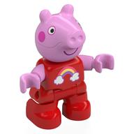 Duplo Figure Child, Pig with Dark Pink Cheeks, Rainbow, Clouds Print (Peppa Pig) (Red)