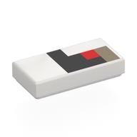 Tile 1 x 2 with Pixelated Red/Black/Dark Tan Eye Print (White)
