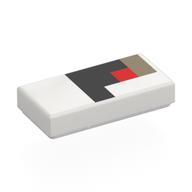 Tile 1 x 2 with Pixelated Red/Black/Dark Tan Eye Print (White)