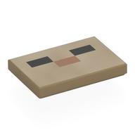 Tile 2 x 3 with Pixelated Face, Black Eyes, Nougat Nose Print (Dark Tan)
