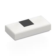 Tile 1 x 2 with Black Square Print (White)