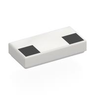 Tile 1 x 2 with 2 Black Squares Print (White)