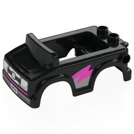 Duplo Car Body 4 x 6 x2 with White Headlights, Dark Pink/Light Bluish Grey Decorations Print (Black)