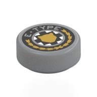 Tile Round 1 x 1 with Jaguar E-Type Logo Print (Light Bluish Gray)