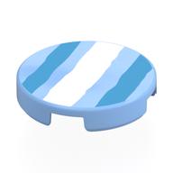 Tile Round 2 x 2 with White, Dark Azure Lines (Glass Window) Print (Bright Light Blue)