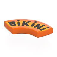 Tile 2 x 2 Curved, Macaroni with Black 'BiKiNi', Bright Light Orange Band Print (Orange)