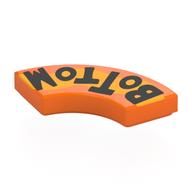 Tile 2 x 2 Curved, Macaroni with Black 'BoTToM', Bright Light Orange Band Print (Orange)