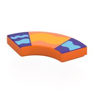Tile 2 x 2 Curved, Macaroni with Bright Light Orange Band, Dark Purple/Dark Azure Shapes Print (Orange)