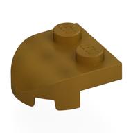 Brick Wedged, Rounded 2 x 2 with Curved Front, 2 Studs (Pearl Gold)