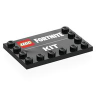 Plate Special 4 x 6, Studs on 3 Edges with 'LEGO FORTNITE KIT' Print (Black)