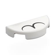 Tile Round 1 x 2 Half Circle with 2 Black Half Circles / Cat Nose Print (White)