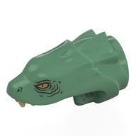 Animal / Creature Body Part, Snake / Dragon Head Upper Jaw with 3 Ridges with Yellow Eyes, Tan Fangs Print (Sand Green)