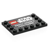 Plate Special 4 x 6, Studs on 3 Edges with 'LEGO STAR WARS DARTH VADER'S LIGHTSABER' Print (Black)