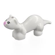 Animal, Ferret with Black Eyes, Whiskers, Bright Light Nose Print (White)