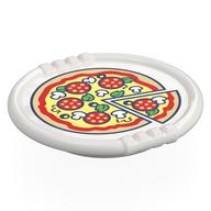 Duplo Disk with Bright Light Yellow Pizza, Salami, Mushroom, Olives, Broccoli Print (White)