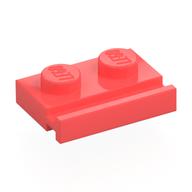Plate Special 1 x 2 with Door Rail (Coral)