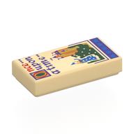 Tile 1 x 2 with Castle, Princess, Red/Dark Purple 'Once upon a time' Print (Tan)