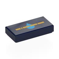 Tile 1 x 2 with Gold Stripe, Dark Azure Water Droplet Print (Dark Blue)