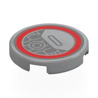 Tile Round 2 x 2 with Red Circle, Spaceship Greebling Print (Light Bluish Gray)