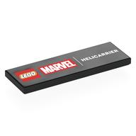 Tile 2 x 6 with 'LEGO MARVEL HELICARRIER' Print (Black)