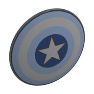 Shield Round Bowed with White Star, Blue/Bright Light Blue/White Circles Print (Dark Bluish Gray)