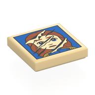 Tile 2 x 2 with Sliced Portrait of Prince Adam Print (Tan)