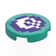 Tile Round 2 x 2 with White/Dark Purple Pixelated Skull Print (Dark Turquoise)