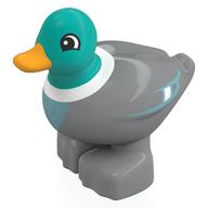 Duplo Animal Duck with Dark Turquoise Head, White Neck, Bright Light Orange Beak Print (Light Bluish Gray)