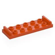 Plate Special 2 x 6 with 2 x 5 Studs and Door Stops on Top (Reddish Orange)