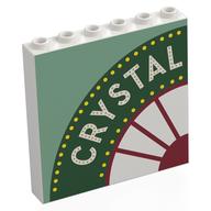 Panel 1 x 6 x 5 with White 'CRYSTAL' on Dark Green Circle, White/Dark Red Window, Sand Green Background Print (White)