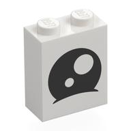 Brick 1 x 2 x 2 with Black Eye, White Iris Print (White)