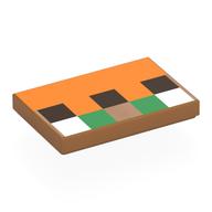 Tile 2 x 3 with Dark Brown, Green, White Squares Print (Medium Nougat)