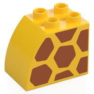 Duplo Brick 2 x 3 x 2 with Curved Top with Giraffe Spots Print (Yellow)