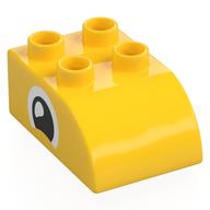 Duplo Brick 2 x 3 with Curved Top with Squinting Eye Print (Yellow)