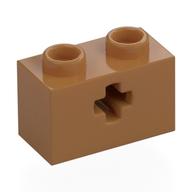 Technic Brick 1 x 2 with Axle Hole Type 1 [+ Opening] and Bottom Pin (Medium Nougat)