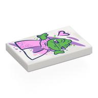 Tile 2 x 3 with Chameleon (Pascal) in Pink/Lavender Dress Print (White)