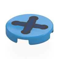 Tile Round 2 x 2 with Button, Dark Blue Yarn Print (Dark Azure)