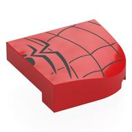 Brick Round, Curved 4 x 4, No Studs with Spider Web, and Half of Spider-Man Logo Print (Red)
