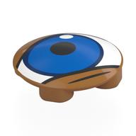 Plate Round 2 x 2 with Rounded Bottom with White Eye, Blue Iris Print (Medium Nougat)