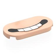 Tile Round 2 x 4 with Mouth, 4 Teeth Print (Light Nougat)
