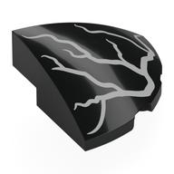 Brick Round Corner, Curved 3 x 3 x 1 Quarter Circle with Silver Lightning Print (Black)