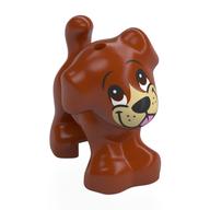 Animal, Dog, Small Standing with Tan Face, Dark Brown Eyes, Center White, Bright Pink Tongue Print (Dark Orange)