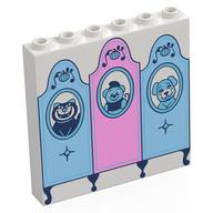 Panel 1 x 6 x 5 with Bright Light Blue/Bright Pink Cabinet, Pictures of Cat, Bear, Dog Print (White)