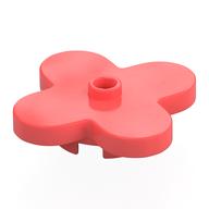 Flower 4 x 4 Rounded Petals with Center Stud (Coral)