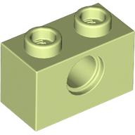 Technic Brick 1 x 2 [1 Pin Hole] (Yellowish Green)