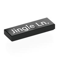 Tile 1 x 3 with White 'Jingle Ln.' Print (Black)
